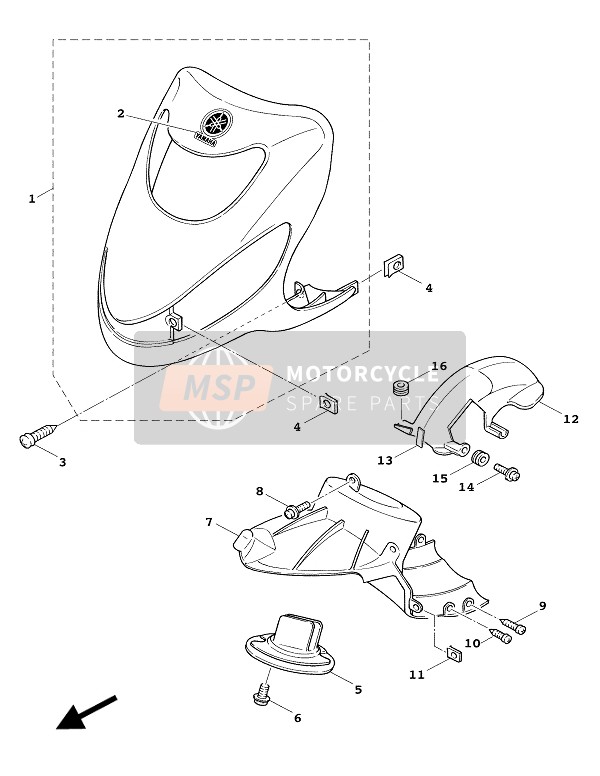 Yamaha XC125A 2001 Front Fender for a 2001 Yamaha XC125A